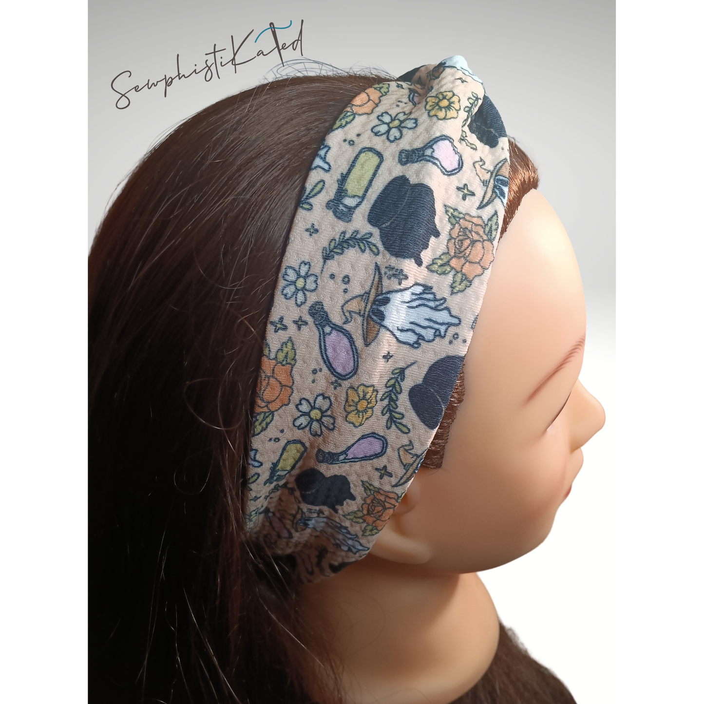 Witchy Ghost & Potion Headbands & Scrunchies | Handmade Spooky Floral Hair Accessories