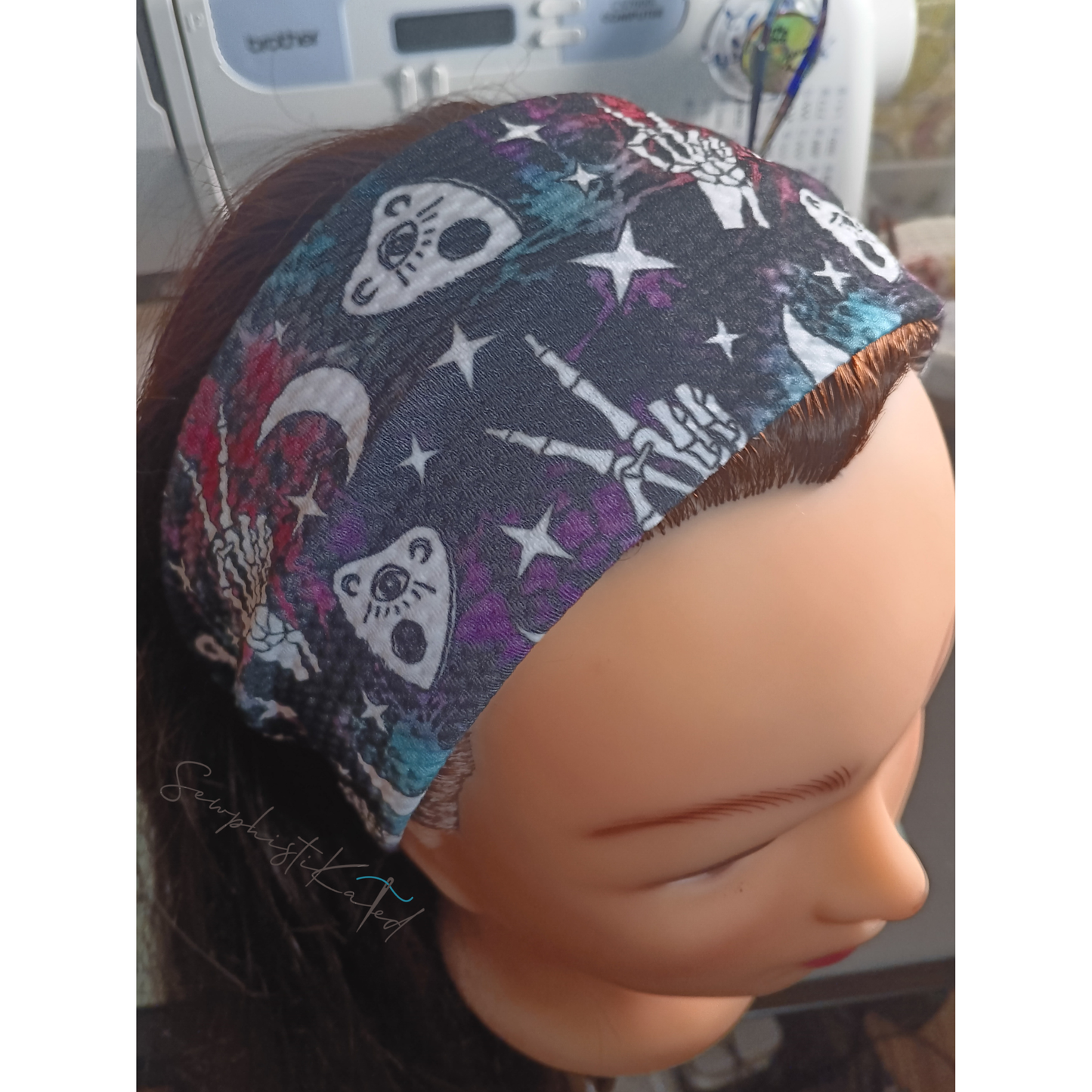 Witchy Planchette Headbands & Scrunchies – Celestial Skeleton Hair Accessories (Purple, Black & Teal)