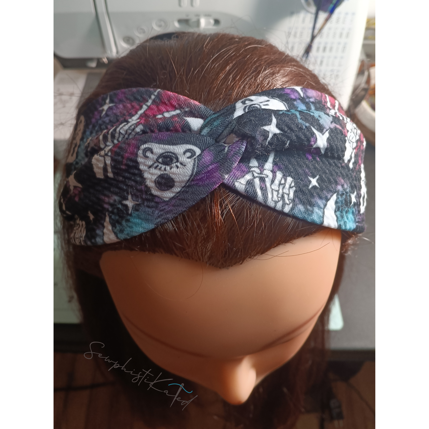 Witchy Planchette Headbands & Scrunchies – Celestial Skeleton Hair Accessories (Purple, Black & Teal)