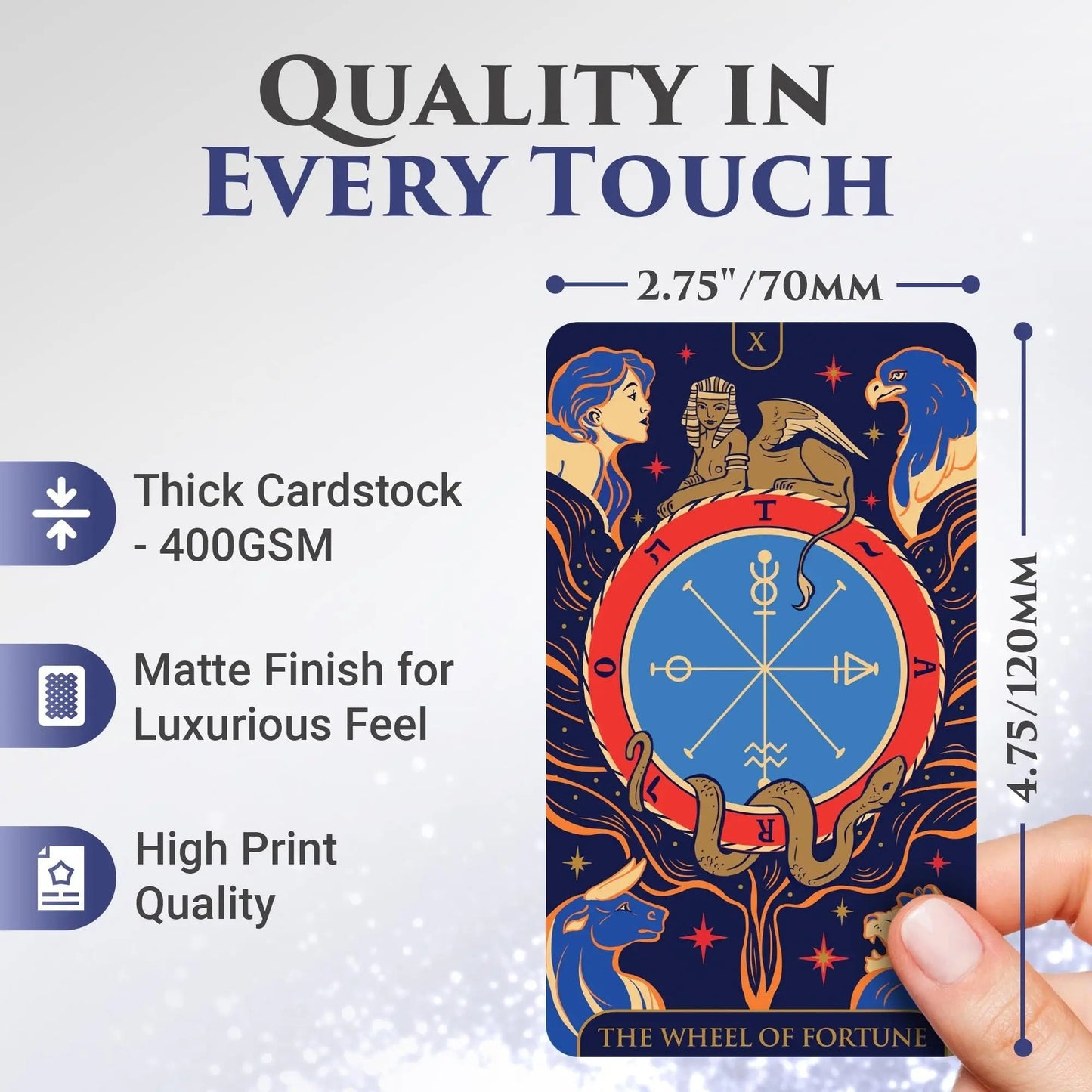 Starlight Blue Tarot Deck with Guidebook – Gold Edge Celestial 78 Card Tarot Set