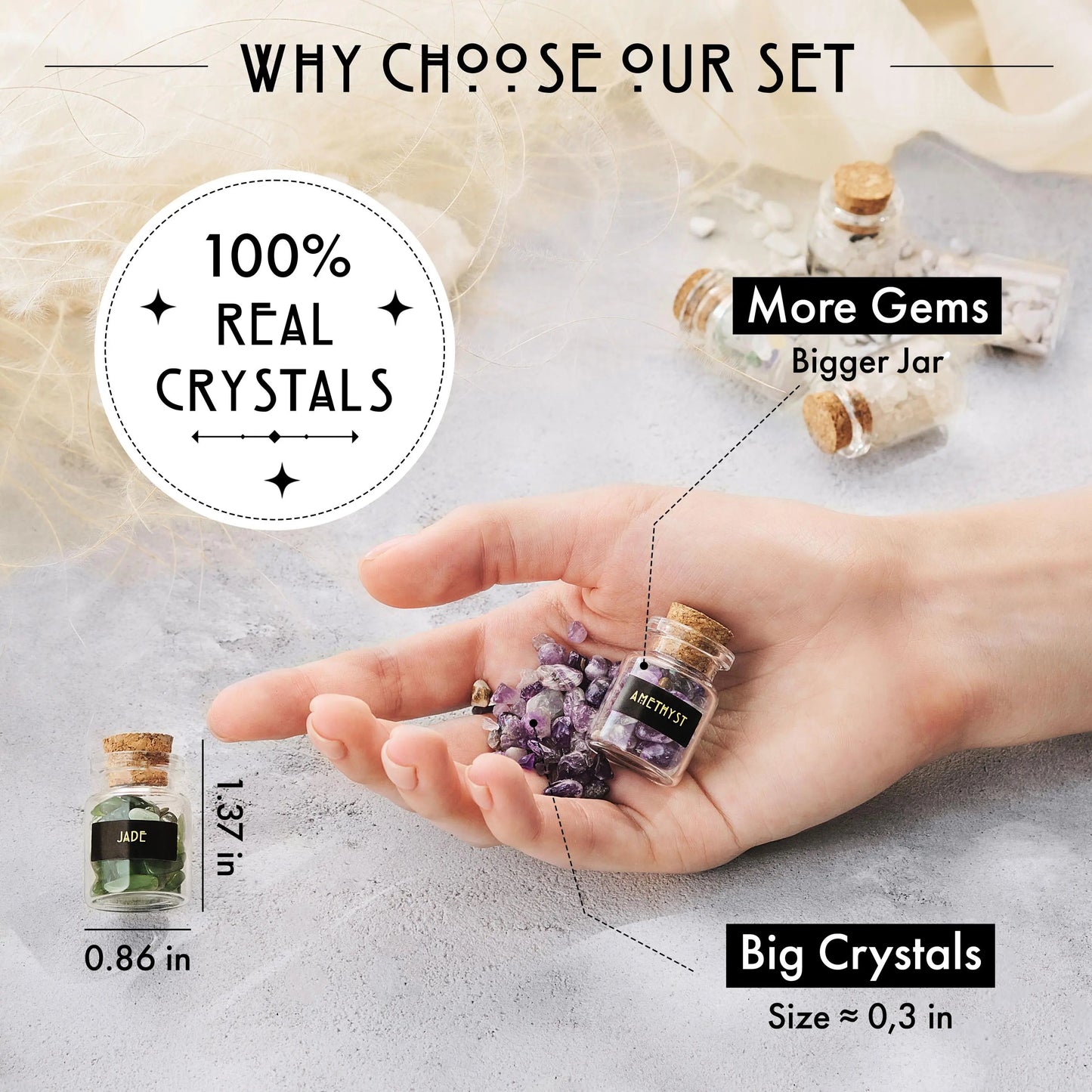 30 PCS Gemstone Kit – Crystals for Witchcraft, Crystal Grids, Chakra Healing & Spellwork
