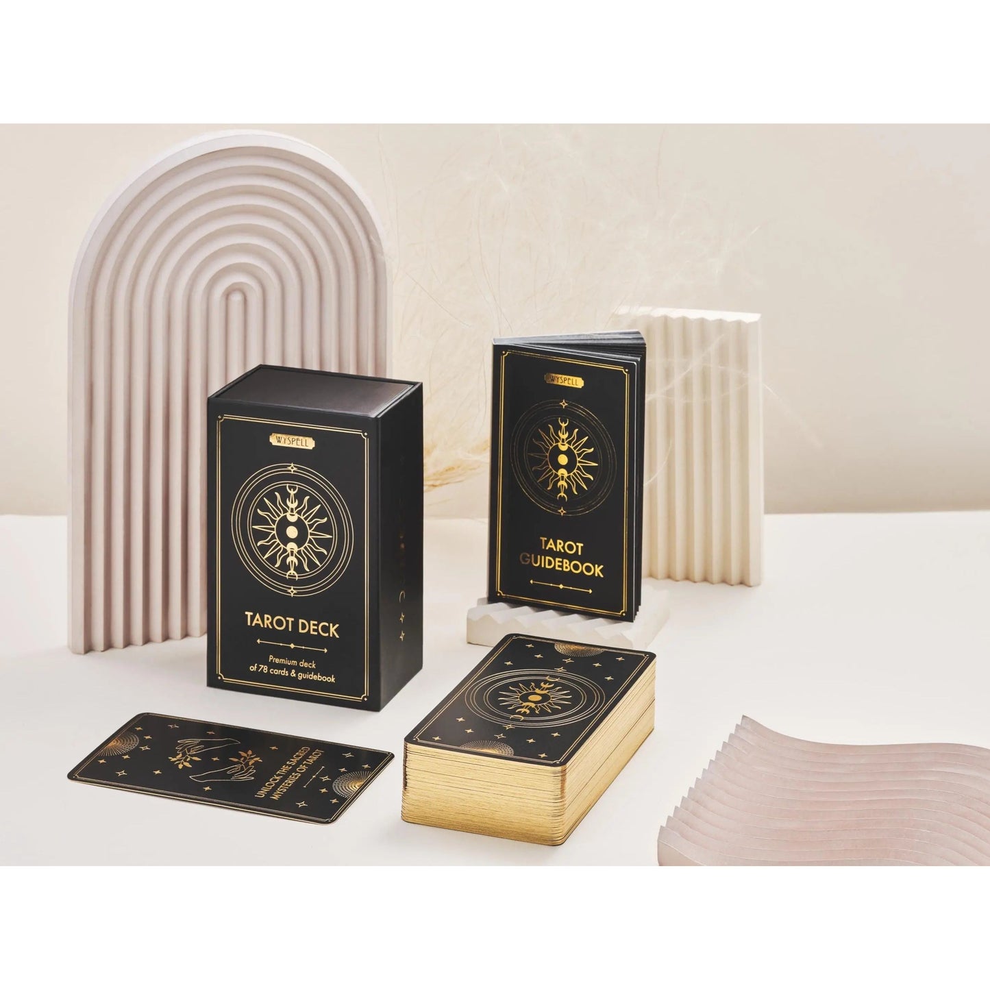 Gold Tarot Deck with Guidebook – Black & Gold 78 Card Tarot Set