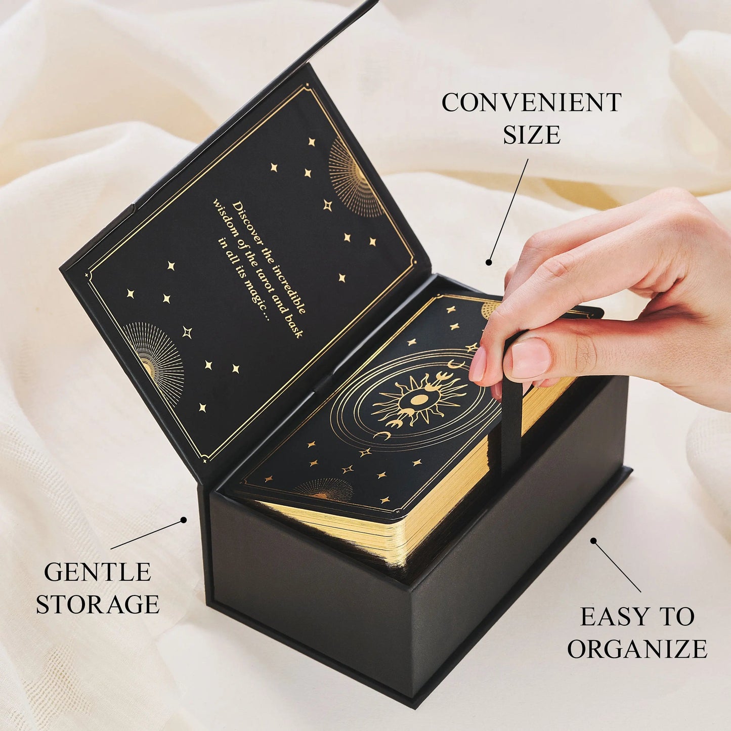Gold Tarot Deck with Guidebook – Black & Gold 78 Card Tarot Set