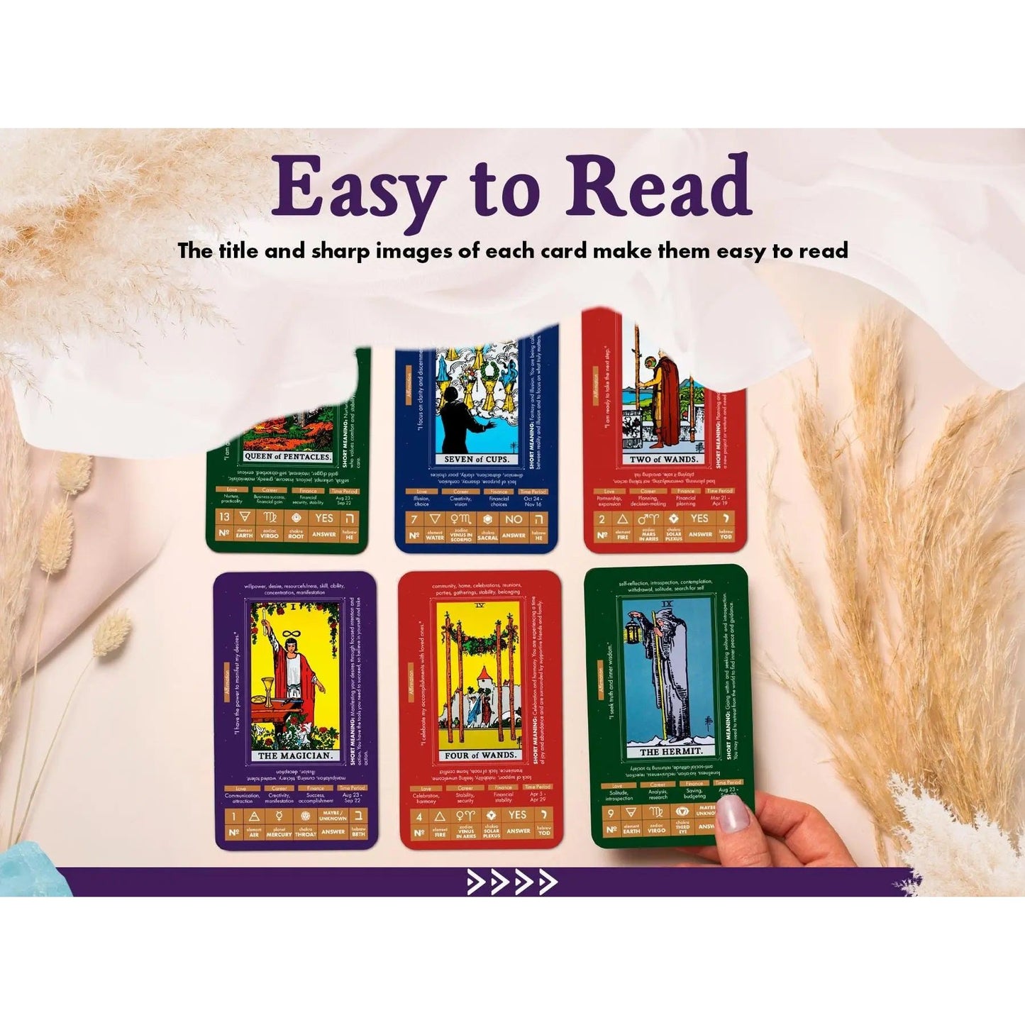 Learning Tarot Deck with Guidebook – Beginner Tarot Cards for Intuitive Readings