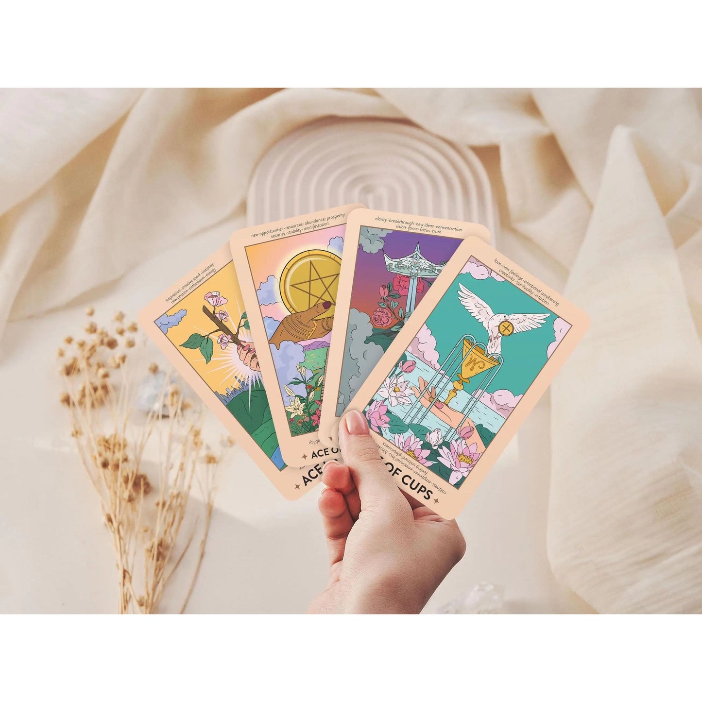 Neoteric Feminine Tarot Keyword Edition with Guidebook – Black & Gold Beginner Tarot Deck
